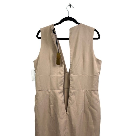 Alexia Admor Sheath Dress Plunge V Neck Sleeveless Lined Cuban Sand Women Size L - Picture 7 of 7